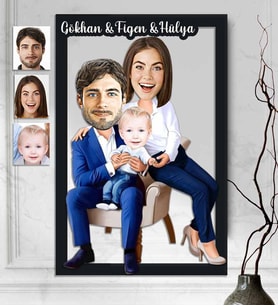 Kişiye Özel 3D  Ahşap Tablo Aile 30x40 -25