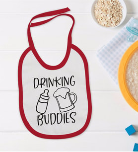 BK Kids Drinking Buddies Tasarımlı Kırmızı Bebek Mama Önlüğü-1