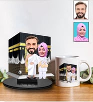 Kişiye Özel Hac-Umre Kabe Ziyaret Tasarımlı Karikatür Biblo Ve Kupa Hediye Seti 193