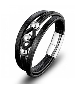 Moncuk Design Çelik Top Ve Siyah Deri Bileklik 33514B8D1