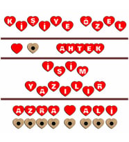 Ahtek Kişiye Özel Kalp Şekilli Harf Magnet 10 lu set