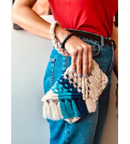 Deniz Esintisi Makrome Clutch Çanta