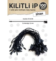 Kilitli İp Renkli Asmalı Etiket Bağlama İpi Lock String Tag Rope 100 Adet Siyah-T367 (Renksiz)