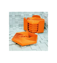 Alvera Super Fidget Coaster Seti – 3D Baskı Altıgen Desenli Bardak Altlığı ve Tutucu-Turuncu