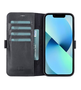 Apple iPhone 13 Pro Max Uyumlu Deri Cüzdanlı Kılıf Siyah