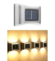 TechnoSmart 2Adet 6Ledli Modern Solar Duvar Lamba Dekorasyon Aydınlatma Metal Aplik Güneş Enerji