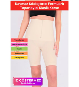 Vücut Şekillendirici İz Göstermeyen Kaymaz Sıkılaştırıcı Kadın Fermuarlı Toparlayıcı Klasik Korse (Ten)