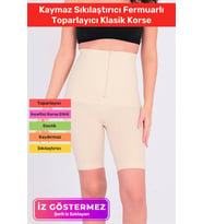 Vücut Şekillendirici İz Göstermeyen Kaymaz Sıkılaştırıcı Kadın Fermuarlı Toparlayıcı Klasik Korse (Ten)