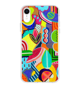 PrintiFy Apple  iPhone XR ile Uyumlu 1mm Slim Fit Retro Renkler 6 Baskılı Şeffaf  Kılıf