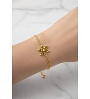 925 Ayar Gümüş Zeytinyağı Taşlı Lotus Bileklik