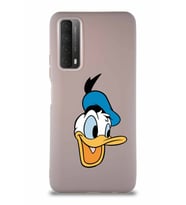 Huawei Y7A Soft Premier Kapak Donald Duck-A Tasarımlı Silikon Kılıf - Pudra (Şeffaf)