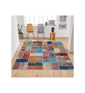 Rovigo Home Dijital Baskı Yıkanabilir Kaymaz Taban Salon Halısı  RVG1785 (Mavi)