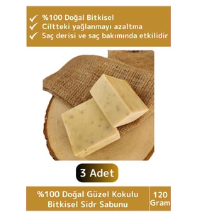 Özel %100 Doğal Bitkisel Güzel Kokulu El Yüz Saç Vücut Cilt Orijinal Sidr Sabunu 120 Gram 3 Adet