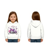 Unisex Baskılı Çocuk Swaetshirt Kapüşonlu 3 İplik Şardonlu Kuromi baskılı (Beyaz)