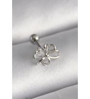 316L Çelik Gümüş Renk Zirkon Taş Detay Kurdele Model Tragus Piercing - TJ-PR1289