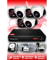BAYICAM 6 Kameralı Panda 3 İç Kamera Set 1 TB HDD Full HD Gece Görüşlü Güvenlik Kamerası Sistemi