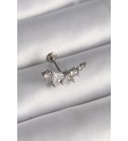 316L Çelik Gümüş Renk Zirkon Taşlı Tragus Piercing