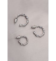 Burgu Model Gümüş Metal Küpe Seti