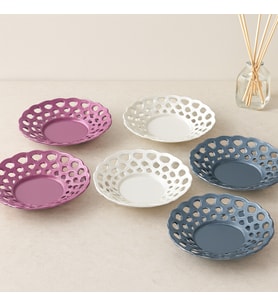 6'lı Renkli Plastik Çay Tabağı