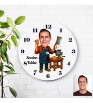 Karikatürlü Kasap Kişiye Özel Duvar Saati