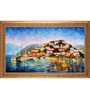 Çerçeveli Paspartulu Manzara Tablo ah1974 (Gold)