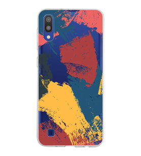 Samsung Galaxy M10 Kapak Brush Stroke Tasarımlı Şeffaf Silikon Kılıf