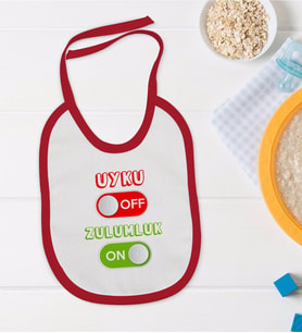BK Kids Uyku Off Tasarımlı Kırmızı Bebek Mama Önlüğü-1