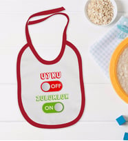 BK Kids Uyku Off Tasarımlı Kırmızı Bebek Mama Önlüğü-1