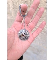 Ayyıldız Model Yakut Taşlı İsimli Telkari El Işçiliği Gümüş Anahtarlık