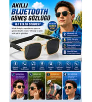 YH HY 0532 Gold Çerçeveli Siyah Akıllı Güneş Gözlüğü Polarize Çift Hoparlör TWS Gözlük Müzik Çağrı