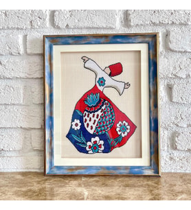 Seretamin Handmade İznik Çini Nar Desenli Kaftanlı Semazen Nakışlı Tablo