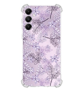 PrintiFy Samsung A05s Uyumlu Köşe Korumalı Floral Lila Tasarımlı Şeffaf Silikon Kılıf