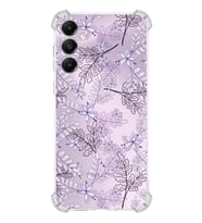 PrintiFy Samsung A05s Uyumlu Köşe Korumalı Floral Lila Tasarımlı Şeffaf Silikon Kılıf