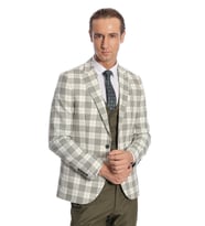 Ekose Ceketli Slim Fit Yeşil Erkek Takım Elbise - Wessi