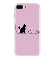 Apple Iphone 7 Plus 8 Plus Kılıf Desenli Silikon Güzel Kılıf Pink Cat Heart 1303