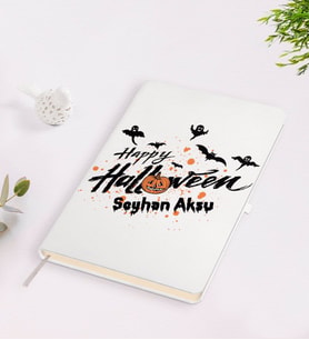 BK Gift Kişiye Özel Happy Halloween Tasarımlı Beyaz Defter-11