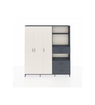 Arges Dolap 12 Raflı 4 Çekmeceli Tek Askılı 220x30x243 Antrasit-Aytaşı/Antrasit