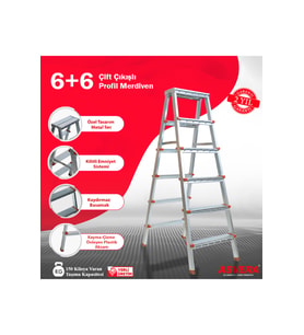 ASVERA 6+6 ÇİFT ÇIKIŞLI PROFİL MERDİVEN (Gri)