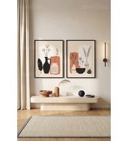 Minimalist Bitki Vurgusu 2'li Ahşap Çerçeveli Tablo Seti
