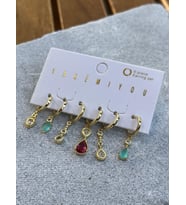 Yakemiyou Taş Detaylı Altılı Küpe