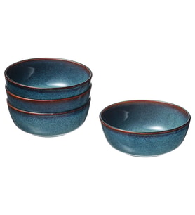4 Lü Kase Seti Mavi Renk 14 cm MeridyenDukkan Stoneware, Renkli Sır