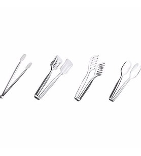 Çelik Maşa Seti 4 Lü Sunum Maşası Izgara-Salata-Pasta-Makarna Maşası (Renksiz)