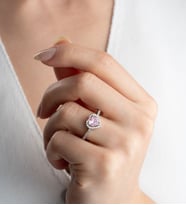 925 Ayar Gümüş Pembe Kalpli Yüzük