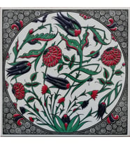 Armada Çini 20x20 Cm ED 311 Oval Lale Karanfil El dekoru Çini Pano