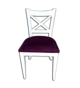 Sandalye 138440 ÇAPRAZ model Kayın RETRO Ayak Babyfac kumaş Döşeme Beyaz El yapım