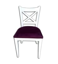 Sandalye 138440 ÇAPRAZ model Kayın RETRO Ayak Babyfac kumaş Döşeme Beyaz El yapım