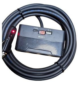 Araç Çakmak Uzatma Kablosu Çakmaklık Çoklayıcı LCD Ekranlı USB,Type-C çıkışlı 12V/10A/120W 2 X1,5mm TTR Bakır10Mt-YT-OT733