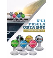 ŞüsCarOto Araç İçi Vantuzlu Pusula Seti Orta Boy 6'lı Ayarlı Nostalji Renkli
