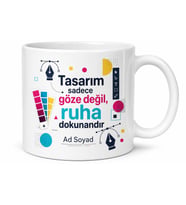 Grafik Tasarımcı İçin Özel Tasarım Seramik Baskılı Kupa Bardak Stüdyo Hediyesi