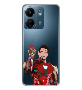 Xiaomi Redmi 13C Uyumlu Iron Man Desenli Şeffaf Telefon Kılıfı